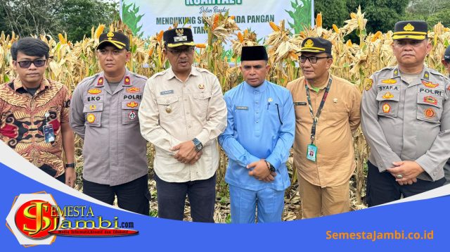 Wakapolres Kerinci Dan Wakil Bupati Saat Panen Jagung Nasional
