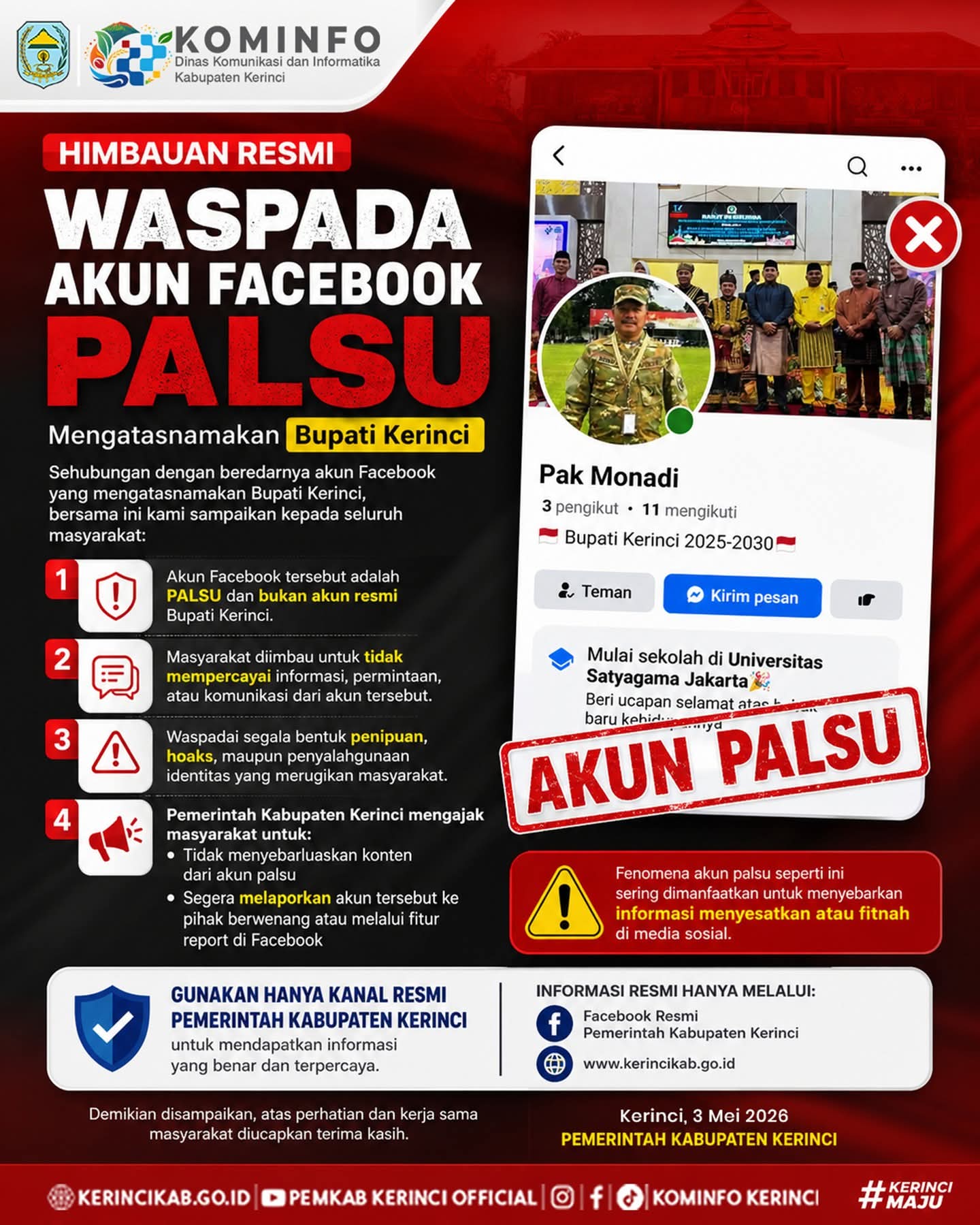 Contoh Tampilan Akun Media Sosial Palsu Di Facebook