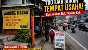 Gambar Ilustrasi Bangunan Liar Di Trotoar Sungaipenuh Mengganggu Pejalan Kaki