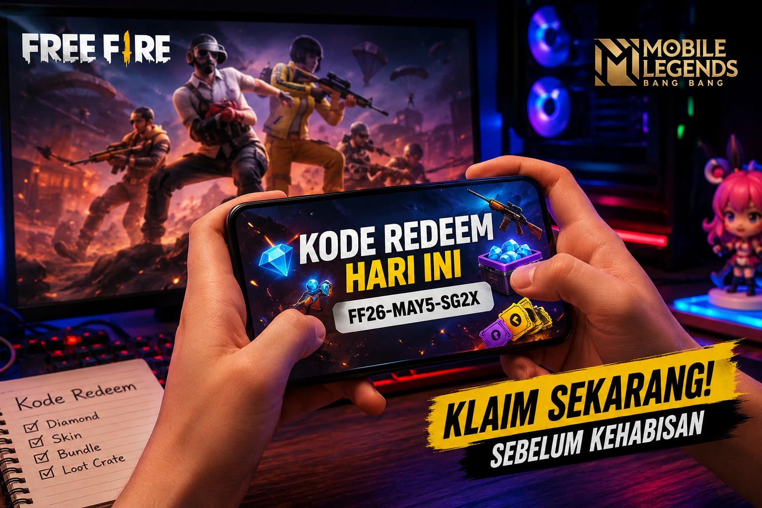 Ilustrasi Kode Redeem Free Fire Terbaru Mei 2026