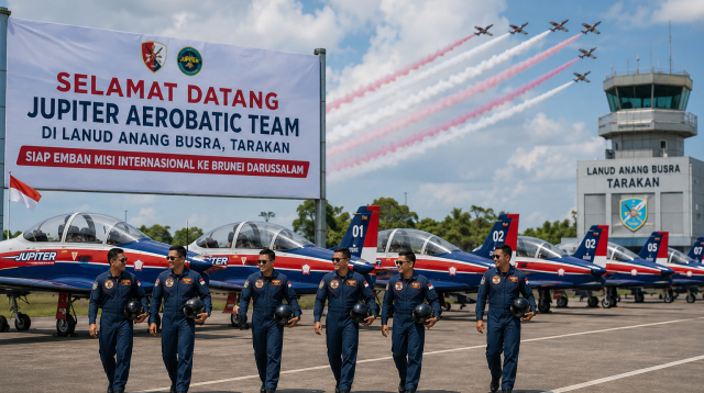 Jupiter Aerobatic Team Tni Au Tiba Di Lanud Anang Busra Tarakan Sebelum Menjalankan Misi Internasional Ke Brunei Darussalam