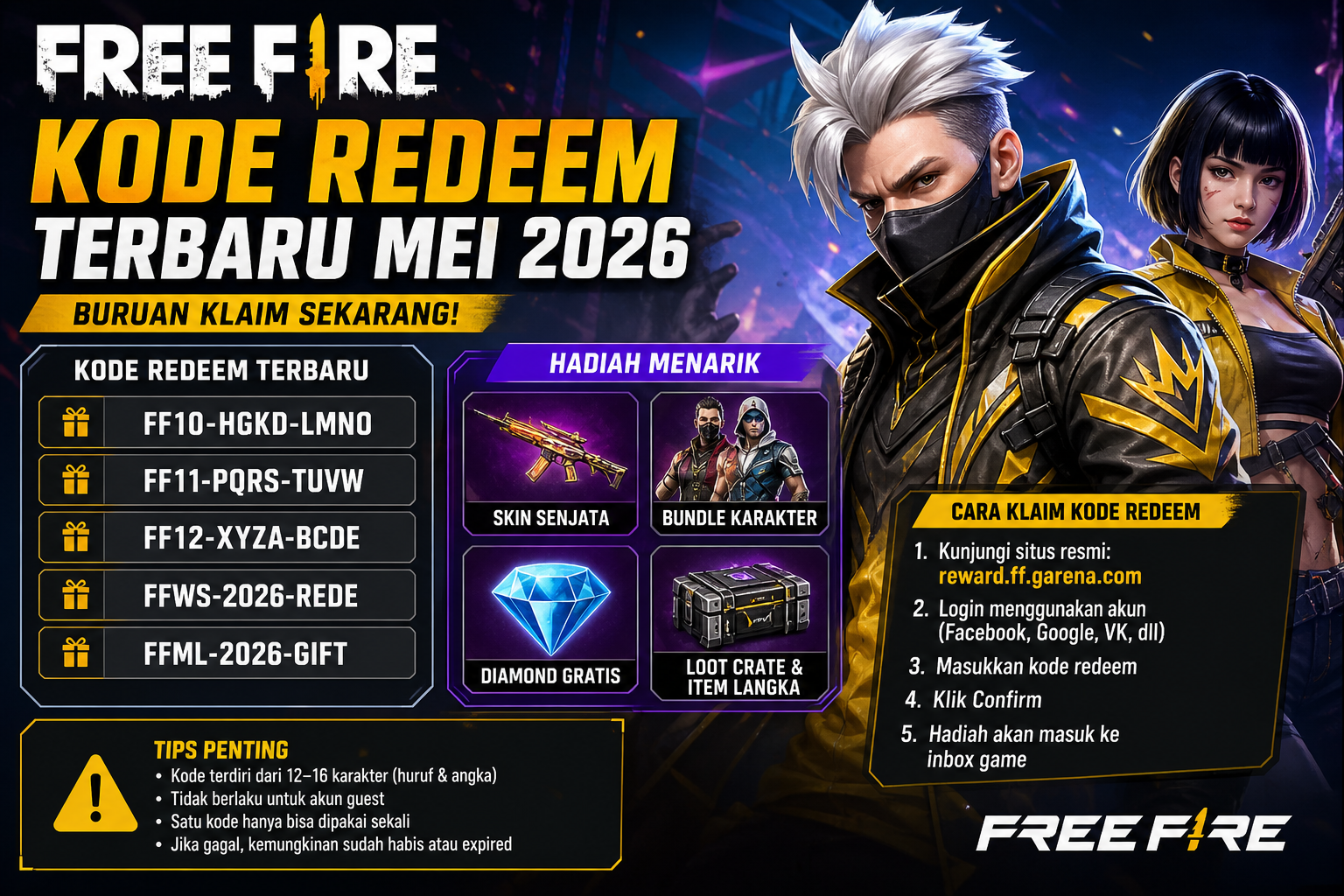 Kode Redeem Free Fire Terbaru Mei 2026