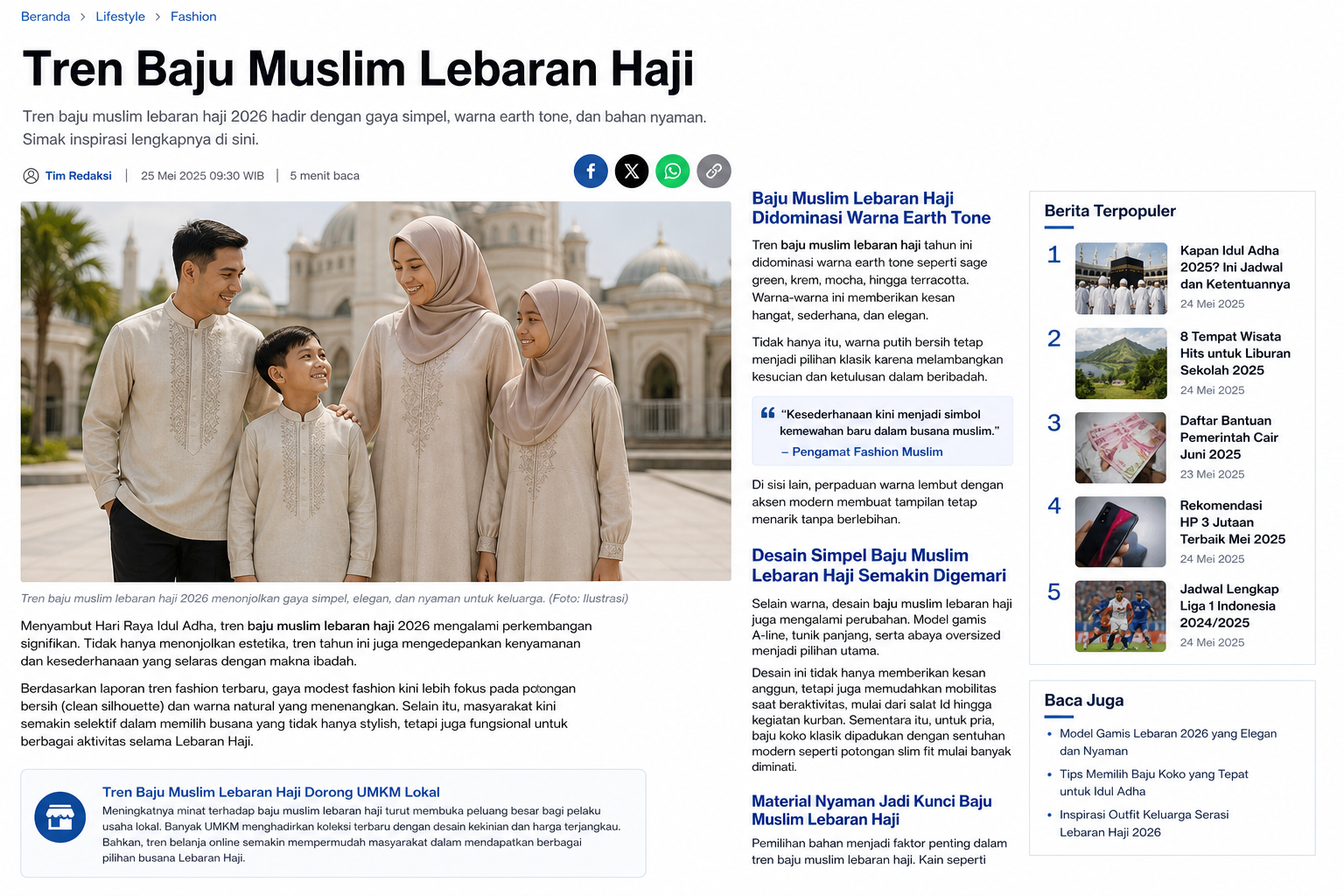 Tren Baju Muslim Lebaran Haji Warna Earth Tone 2026