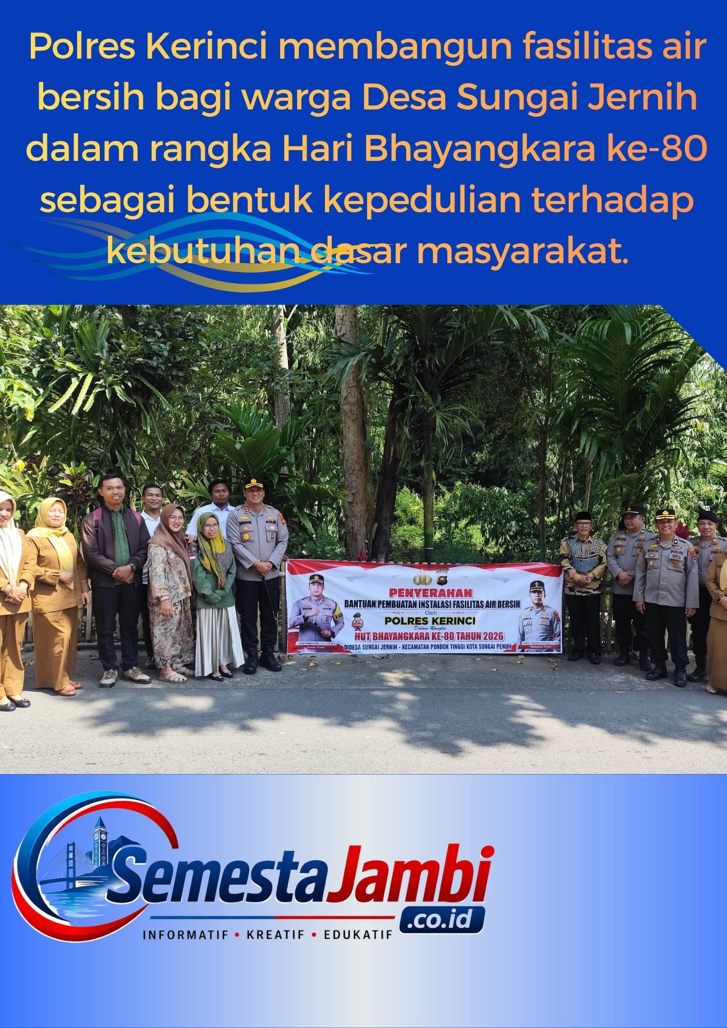 Akbp Ramadhanil Bersama Warga Saat Penyerahan Bantuan Instalasi Air Bersih