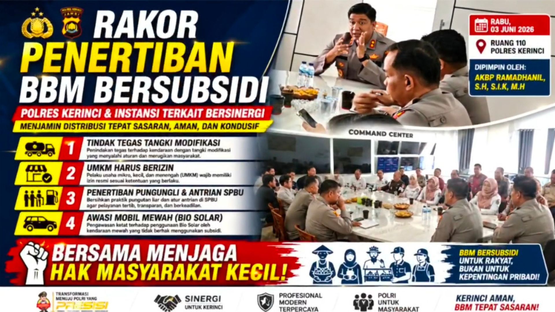 Rapat Koordinasi Lintas Sektoral Penertiban Mafia Bbm Bersubsidi Di Kerinci