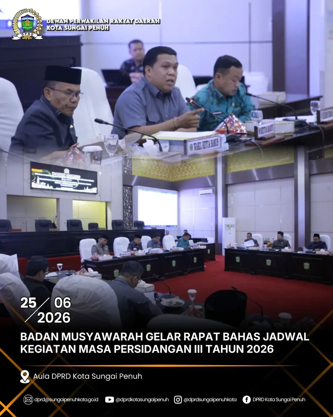 Ketua Dprd Hutri Randa Memimpin Rapat Bamus Dprd Kota Sungai Penuh Membahas Jadwal Masa Persidangan Iii Tahun 2026 Bersama Pimpinan Anggota Bamus Dan Sekretariat Dprd