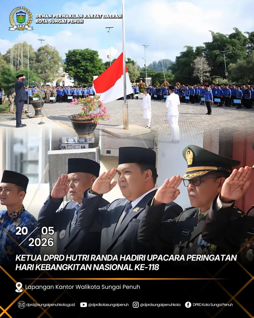 Ketua Dprd Hutri Randa Menghadiri Upacara Hari Kebangkitan Nasional Ke 118 Di Lapangan Kantor Wali Kota Sungai Penuh