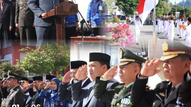 Ketua Dprd Kota Sungai Penuh Hutri Randa Membacakan Pembukaan Uud 1945 Saat Upacara Hari Lahir Pancasila 2026 Di Lapangan Kantor Wali Kota Sungai Penuh