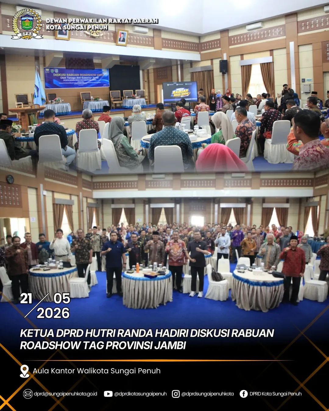 Ketua Dprd Sungai Penuh Hutri Randa Menghadiri Diskusi Rabuan Roadshow Tag Provinsi Jambi Di Aula Kantor Wali Kota Sungai Penuh