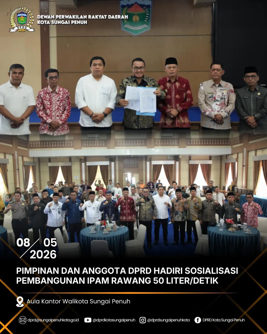 Sosialisasi Pembangunan Ipam Rawang Berkapasitas 50 Liter Per Detik Di Aula Kantor Wali Kota Sungai Penuh