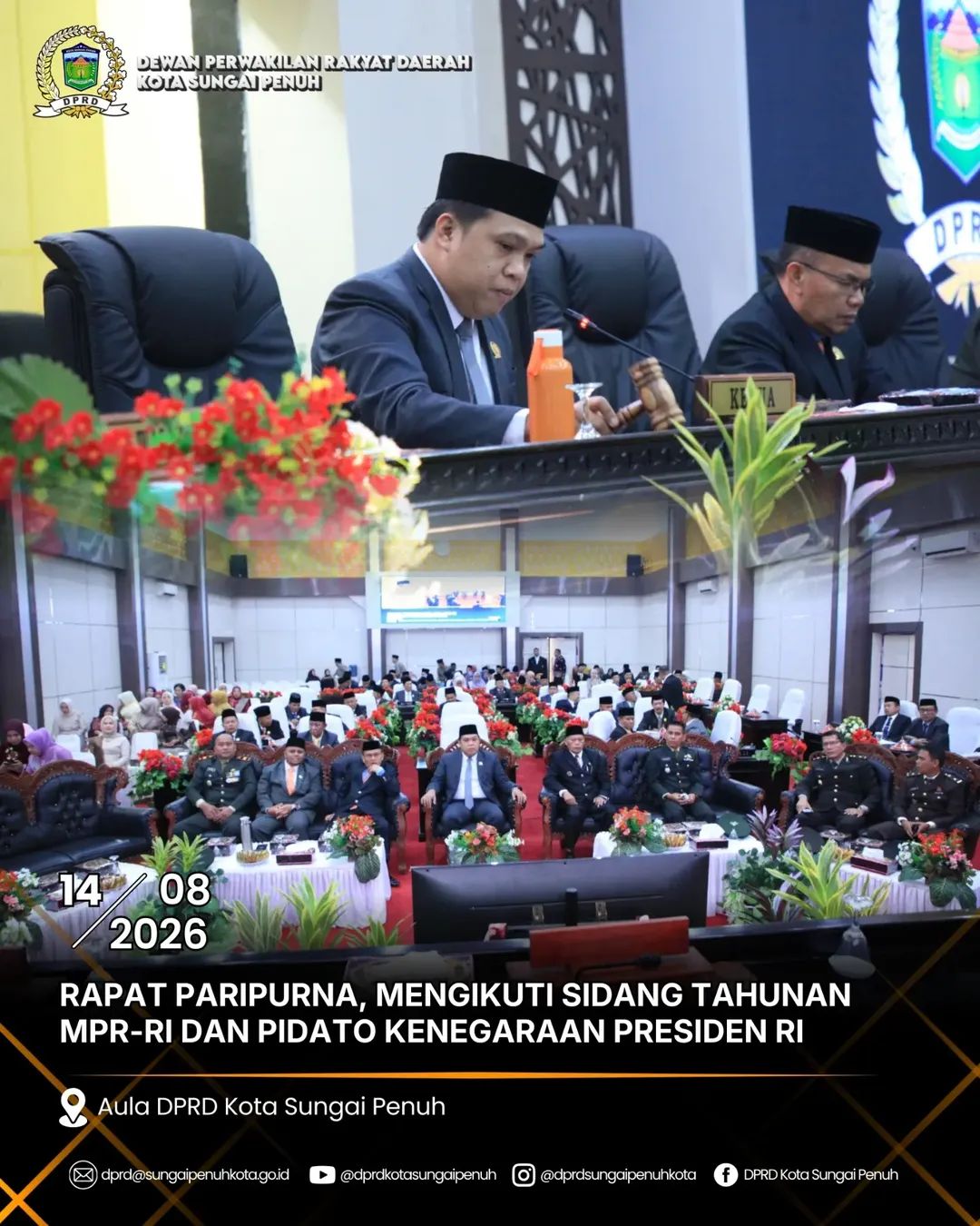 Suasana Rapat Paripurna Dprd Sungai Penuh Mengikuti Sidang Tahunan Mpr Ri 2026