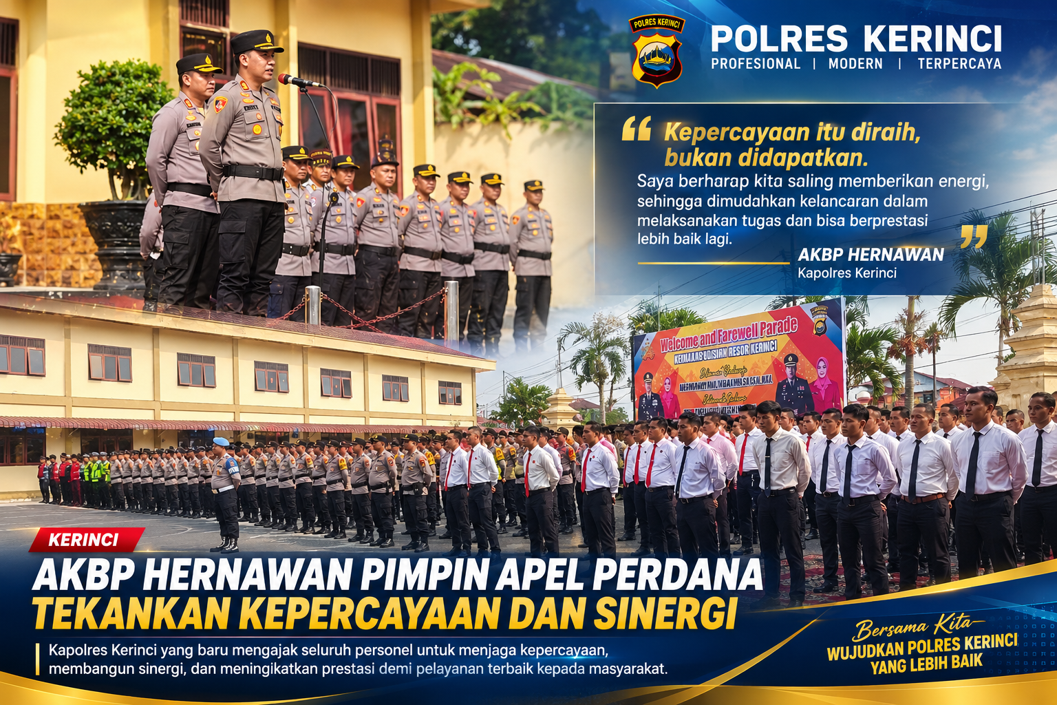 Akbp Hernawan Memimpin Apel Perdana Sebagai Kapolres Kerinci