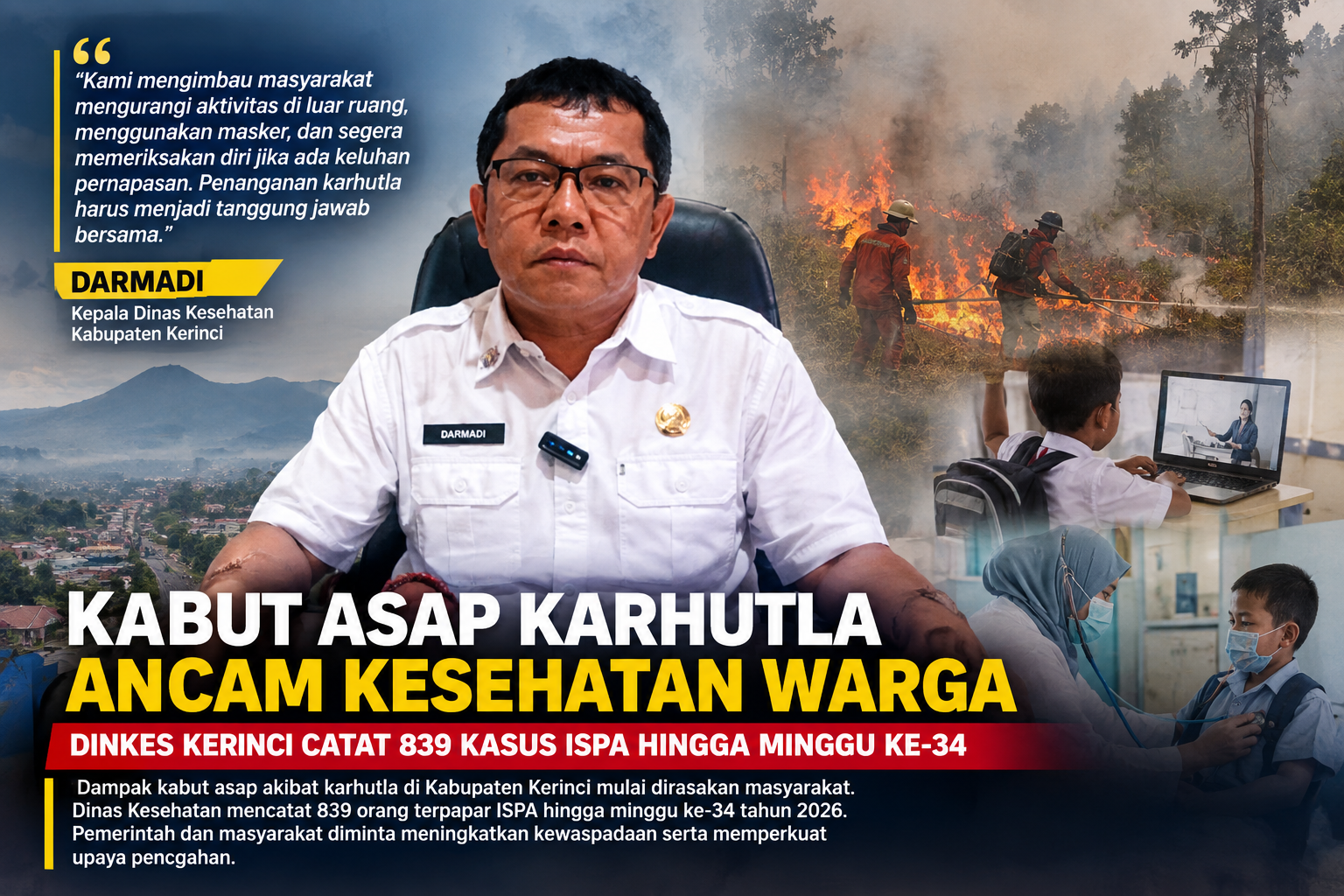 Kabut Asap Menyelimuti Wilayah Kabupaten Kerinci Di Tengah Meningkatnya Kasus Ispa